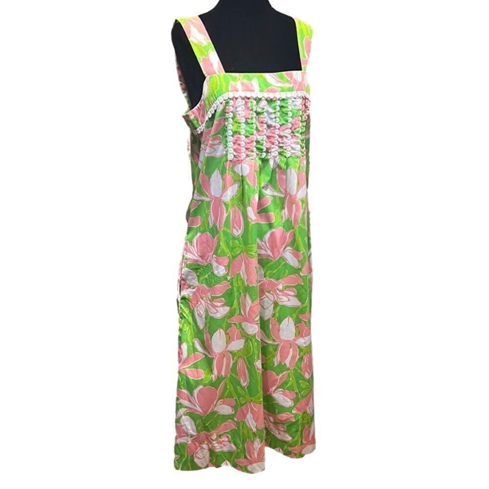 THE LILLY LILLY PULITZER FLORAL PINK & GREEN DRESS SIZE 12